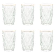 Conjunto De Copos De Vidro Com Fio De Ouro Para água 6 Peças 350 Ml Diamonds Lyor