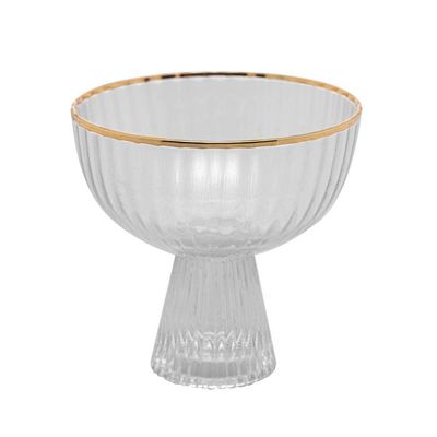Conjunto 02 Taças De Sobremesa De Cristal Com Fio De Ouro 200 Ml Lines Wolff
