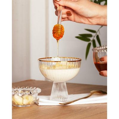 Conjunto 02 Taças De Sobremesa De Cristal Com Fio De Ouro 200 Ml Lines Wolff