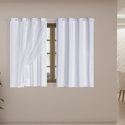 Cortina Blackout Voil Liso 2,80m x 1,60m Voil 100% Poliéster/Forro 100% PVC - Branca