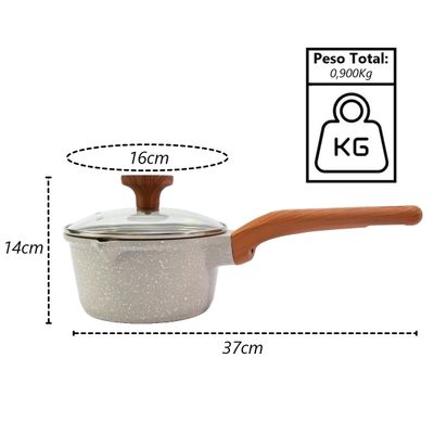 Panela Antiaderente Cerâmico Temperatti Bianco CM TV 16cm