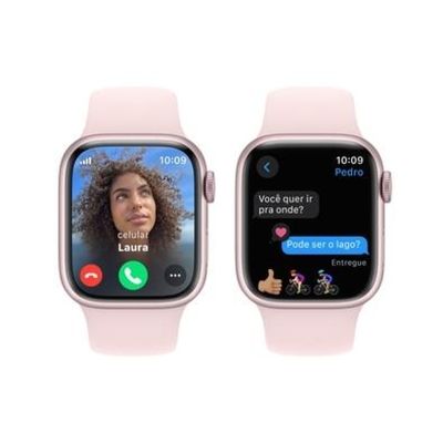 Apple Watch Series 9 (GPS 41 mm) Caixa Rosa de Alumínio com Pulseira Esportiva Rosa-clara
