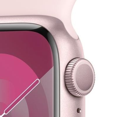 Apple Watch Series 9 (GPS 41 mm) Caixa Rosa de Alumínio com Pulseira Esportiva Rosa-clara