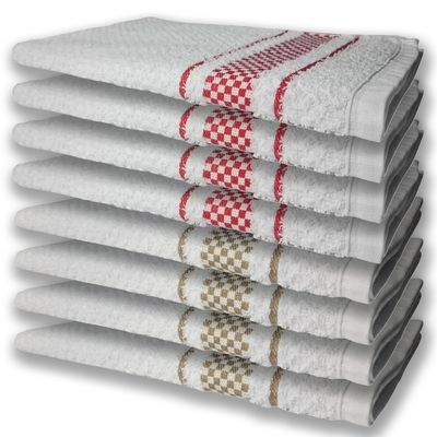 8 Panos de Prato Atoalhado Felpudo Premium 4 Vermelho 4 Marrom