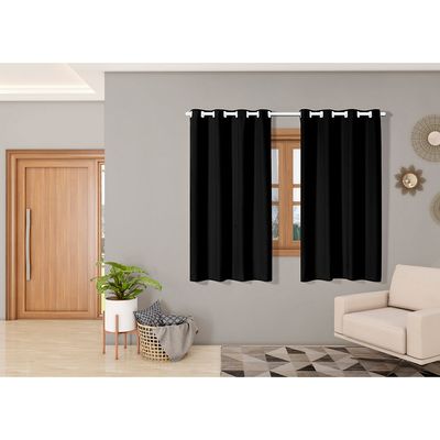 Cortina Isa Varão Tecido Oxford 2,80m x 1,60m p/ Janela Sala Quarto - Preto