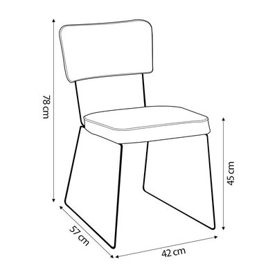 Kit 3 Cadeiras de Jantar Decorativa Base Aço Preto Luigi Linho Cinza - Gran Belo
