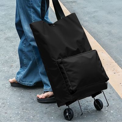 Carrinho Bolsa Sacola Multiuso com Rodinhas Preto Bel Único