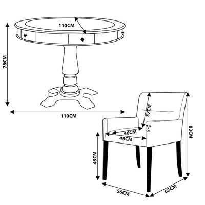 Mesa de Jogos Carteado Victoria Tampo Reversível Imbuia com Kit 4 Cadeiras Vicenza Nude - Gran Belo