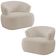 Kit 02 Poltronas Giratória Orgânica Para Sala Living Florea M05 Bouclê Creme - Lyam Decor