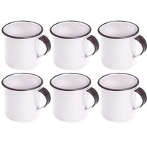 Jogo 6 Canecas Xícaras 70ml Chá Café Esmaltadas