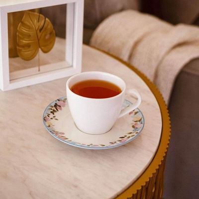 Jogo 6 Xícaras com Pires Chá Café 200ml Porcelana Tramontina Aura Cozinha Servir Mesa Posta