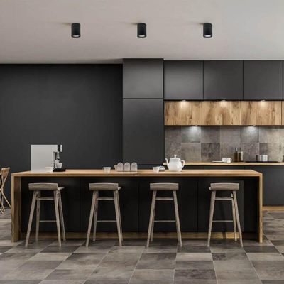 Spot Preto de Sobrepor Redondo para Teto Parte Interna Sala de Estar Cozinha Escritório