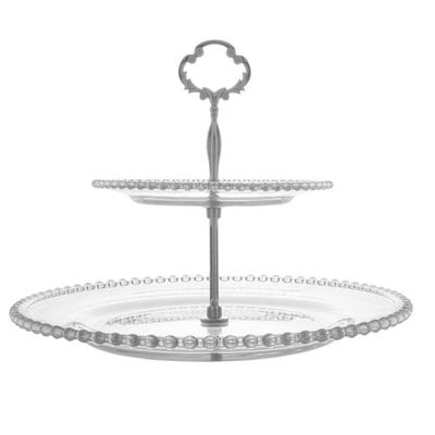 Porta Doces De Cristal 2 Andares Pearl 19,5-32 X 24 Cm Wolff