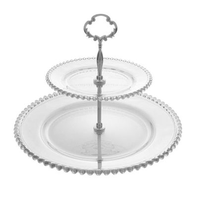 Porta Doces De Cristal 2 Andares Pearl 19,5-32 X 24 Cm Wolff