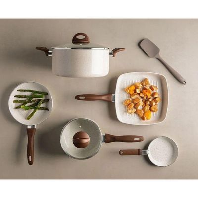 Jogo De Panelas 8 Peças Vanilla Em Alumínio E Revestimento Cerâmico Ceramic Life Smart Plus Brinox