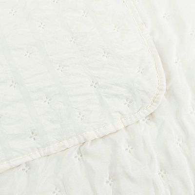 Kit Colcha Cobre Leito Scarpa Plissê l Seersucker 3 Peças Maciez E Leveza Textura  Palha Marfim