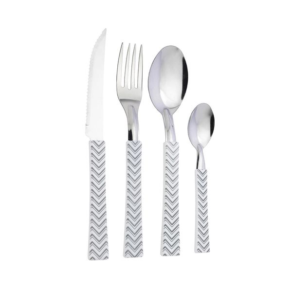 Faqueiro Martinazzo Urbano em Metal com Cabo Plástico Branco 16 Peças e Porta-Talher Faqueiro Martinazzo Urbano em Metal com Cabo Plástico Branco 16 Peças e Porta-Talher