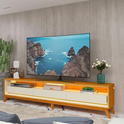 Rack Requinte Com Led Com Off White - Gelius Móveis