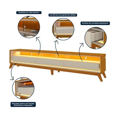 Rack Requinte Com Led Com Off White - Gelius Móveis
