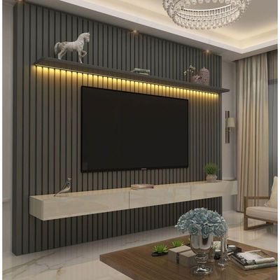 Home Suspenso Ripado Com Led Nobre Grafite Com Off White - Gelius Móveis