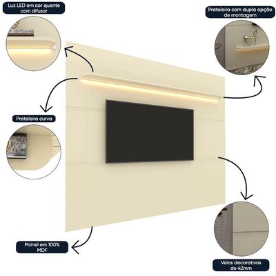Painel Royal Com Led Off White - Gelius Móveis