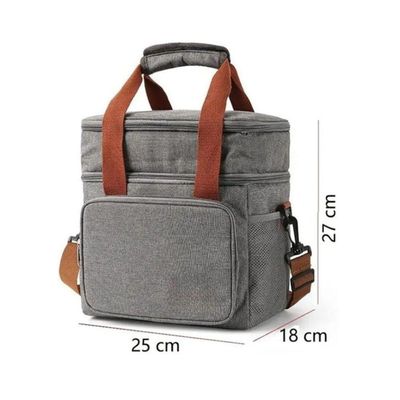 Bolsa Termica Marmita Lancheira Multiuso Alça Dois Compartimentos Cor:cinza