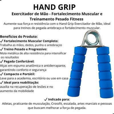 Hand Grip Exercitador De Mão Fortalecimento Muscular Treinamento Pesado Fitness Cor:azul