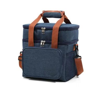 Bolsa Termica Marmita Lancheira Multiuso Alça Trabalho Passeio Academia Dois Compartimentos Cor:azul