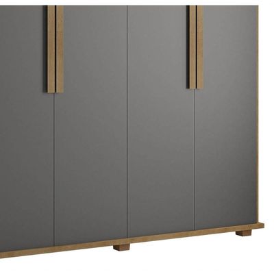 Guarda-roupa Casal 6 Portas 4 Gavetas Cinamomo Com Grafite Canadá - Rv Móveis