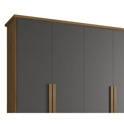 Guarda-roupa Casal 6 Portas 4 Gavetas Cinamomo Com Grafite Canadá - Rv Móveis