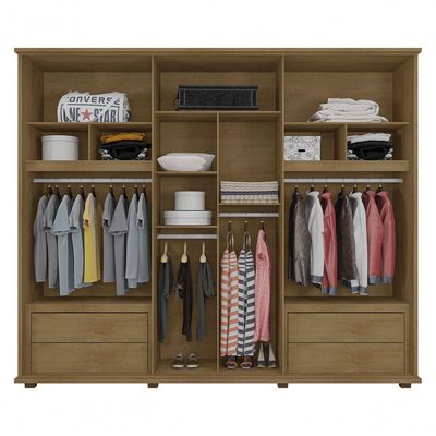 Guarda-roupa Casal 6 Portas 4 Gavetas Cinamomo Com Grafite Canadá - Rv Móveis