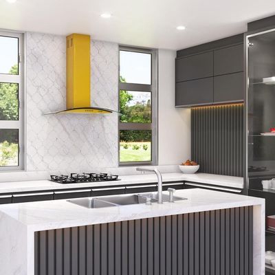 Coifa Nardelli De Parede Clean Vidro Curvo Amarela 80cm Amarelo 110V