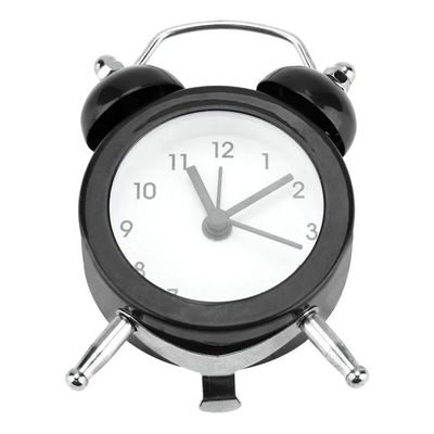 Mini Relógio Despertador de Mesa Decorativo Pequeno Redondo Retrô Preto