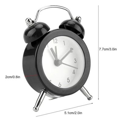 Mini Relógio Despertador de Mesa Decorativo Pequeno Redondo Retrô Preto