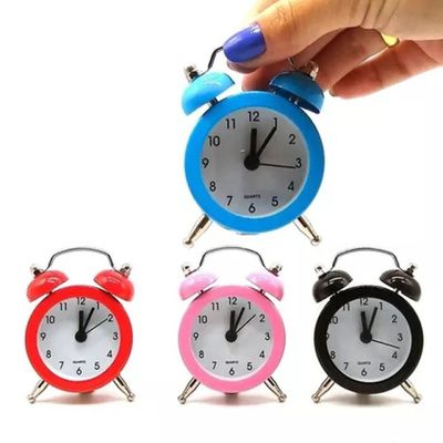 Mini Relógio Despertador de Mesa Decorativo Pequeno Redondo Retrô Preto