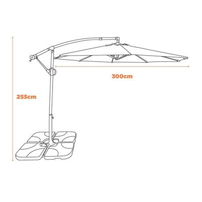 Ombrelone Lateral 3m Tahiti Fendi Com Manivela Fratini Sem Base