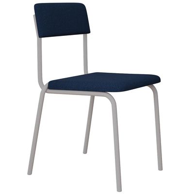 Kit 04 Cadeiras Estofada Para Sala de Jantar Sense Branco C01 Linho Azul Escuro - Lyam Decor