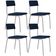 Kit 04 Cadeiras Estofada Para Sala de Jantar Sense Branco C01 Linho Azul Escuro - Lyam Decor