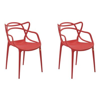 Kit 2 Cadeiras Decorativas Sala e Cozinha Feliti (PP) Vermelha - Gran Belo