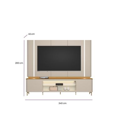 Rack Para Sala LED Com Painel Para TV 70 Pol Elysia L05 Tauari Off White Fosco - Lyam Decor