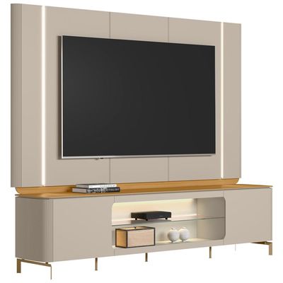 Rack Para Sala LED Com Painel Para TV 70 Pol Elysia L05 Tauari Off White Fosco - Lyam Decor