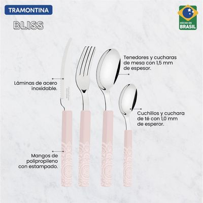Faqueiro Tramontina Bliss com Lâminas em Aço Inox e Cabos de Polipropileno Linho 16 Peças