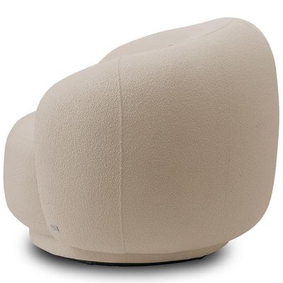Kit 02 Poltronas Giratória Orgânica Para Sala Living Elodie M05 Bouclê Creme - Lyam Decor