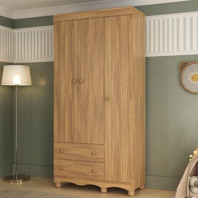 Guarda-roupa Infantil 92cm 3 Portas E 2 Gavetas Dengo Multimóveis Mp4437 Madeirado Madeirado