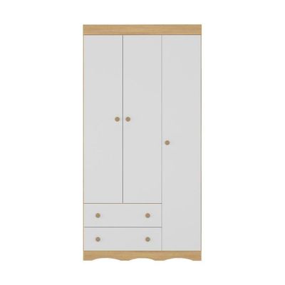 Guarda-roupa Infantil 92cm 3 Portas E 2 Gavetas Realeza Multimóveis Mp4452 Madeirado/branco Madeirado/branco