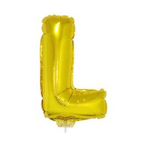 Balão Metalizado 16" Funny Letra L Dourado com Suporte