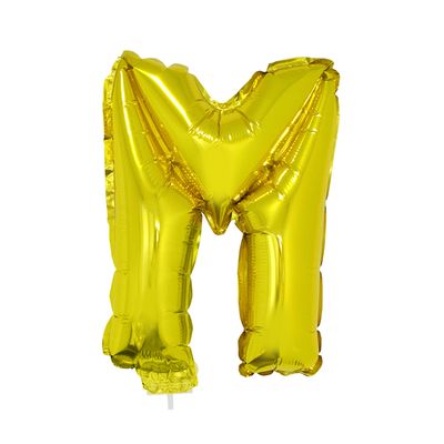 Balão Metalizado 16" Funny Letra M Dourado com Suporte