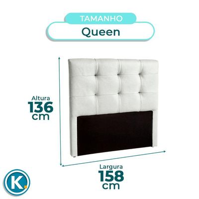 Cabeceira Estofada Queen Alice Nature Material Sintético Branco 158x136