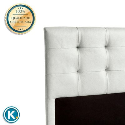 Cabeceira Estofada Queen Alice Nature Material Sintético Branco 158x136