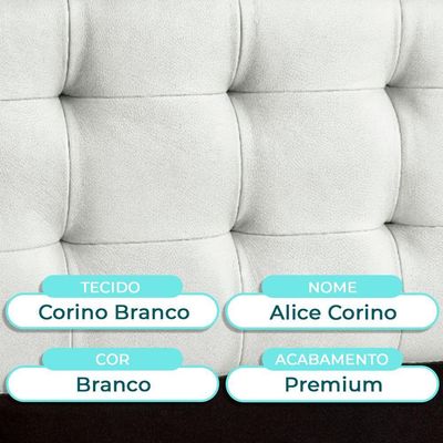 Cabeceira Estofada Queen Alice Nature Material Sintético Branco 158x136